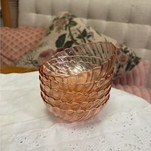 Vintage Arcoroc France pink swirl fruit bowls